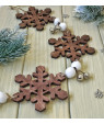 Новорічний декор із дерева "Сніжинка" підвіс з 3-ох елементів