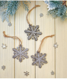 Новорічний декор із дерева "Сніжинка"  (розмір 70х70 мм)