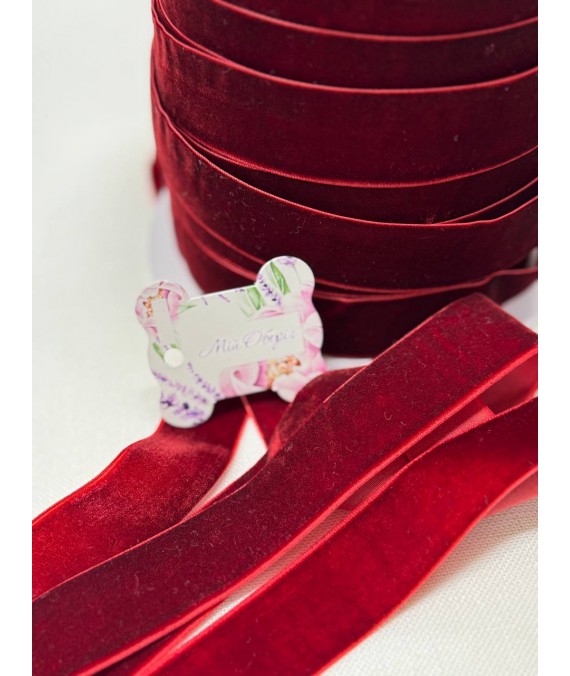 Velvet Ribbon Marill D00825-36 — Cherry Red, 2.5 cm, sold by length