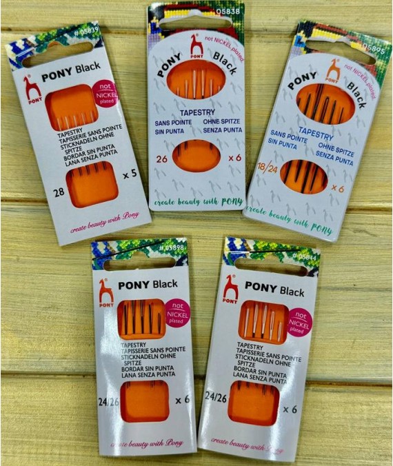 Pony (India) tapestry needle No. 26 black with white eye 6 pcs.