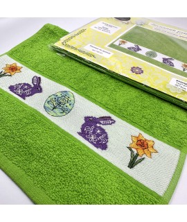 Spring Towel — Cross Stitch Kit (Terry Towel, Water‑Soluble Canvas)