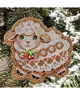 Gingerbread Sheep — Christmas Ornament Cross Stitch & Beadwork Kit (Wood Base)