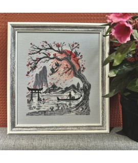 Red Sun of the East — Cross Stitch Kit (Linen 32 / Aida 16)
