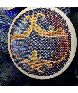Fire Ornament — Cross Stitch & Beadwork Kit (Wooden Base)