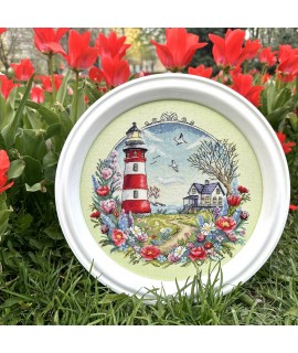 Spring Lighthouse — Cross Stitch Kit (Aida 16 / Evenweave 32)