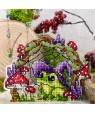Halloween Froggie — embroidery kit with transparent base, Toho beads, and moss thread