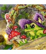 Halloween Froggie — embroidery kit with transparent base, Toho beads, and moss thread
