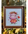 Cross-stitch kit “Valentynus” — hippo with heart balloon