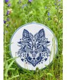 Cross-stitch kit “Wolf” — geometric monochrome portrait