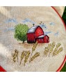 Cross-stitch kit “Summer Heat” — red barn in golden wheat field
