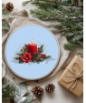 Cross-stitch kit “Winter Harmony” — candle with pine and berries