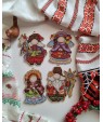 Cross-stitch kit “Gnome with a candle” — flower wreath and pink scarf