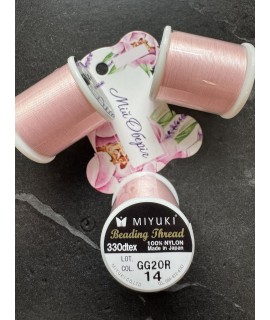 Нитка бісерна Miyuki col.14 рожева (50м)