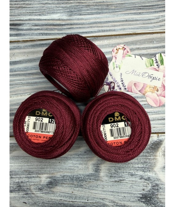 DMC Perle 902 No.12 — twisted cotton embroidery thread