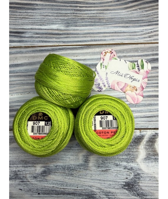 DMC Perle 907 No.12 — twisted cotton embroidery thread