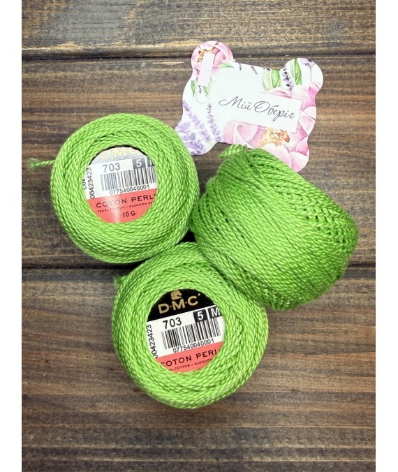 DMC Perle 703 No.5 — twisted cotton embroidery thread